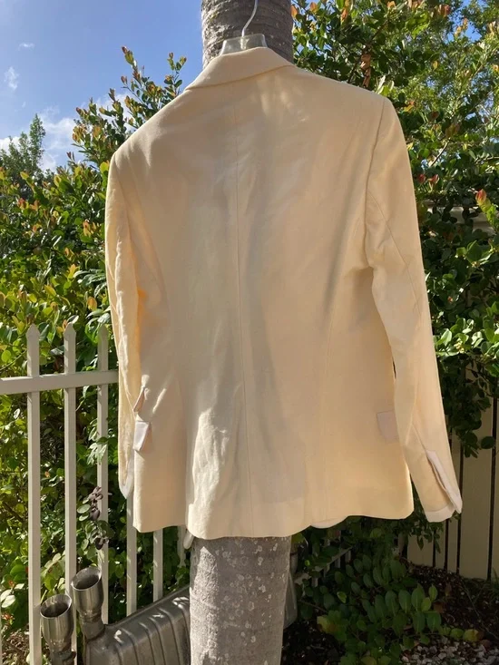 Versace Cream Satin Jacket with Black Logo Patch - Picture 4 of 7